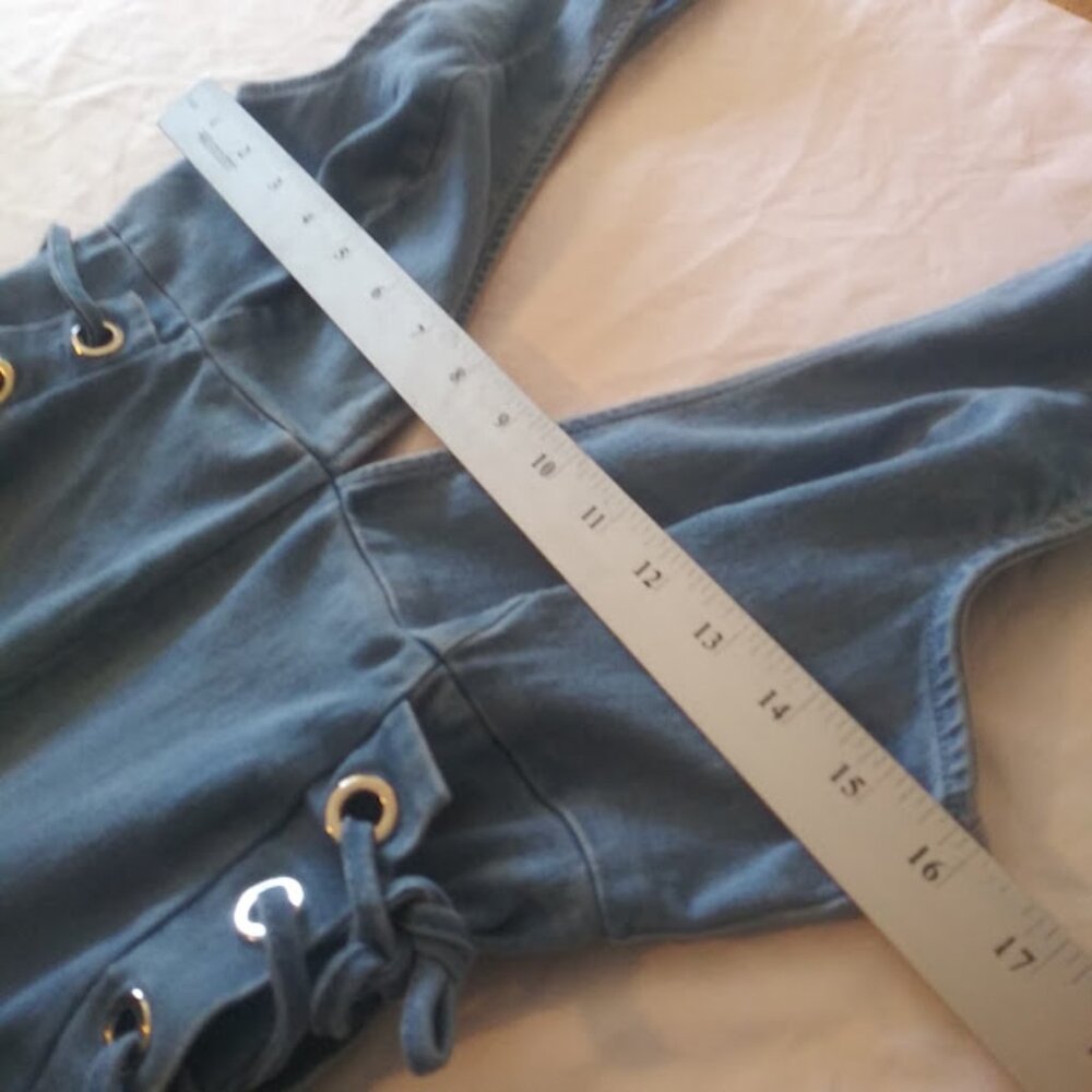 C'est Toi women's size M denim sleeveless jumpsuit - Picture 7 of 16